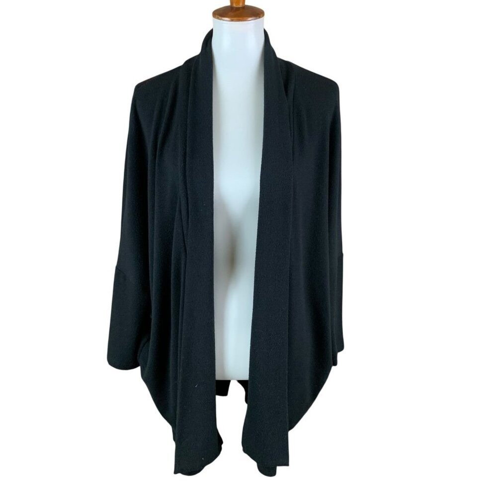 Cupcakes And Cashmere Black Open Front Cardigan M Drape Knit Lightweight Layer